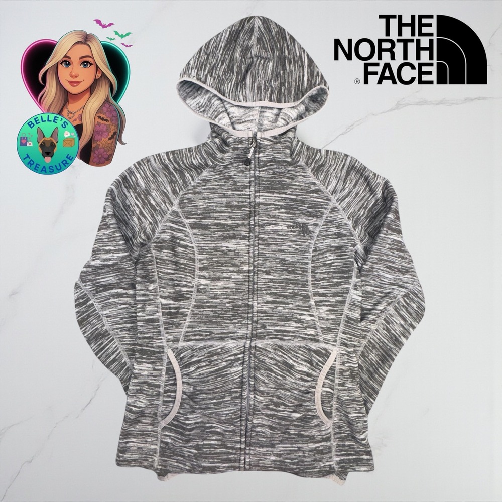 The North Face Womens Small Mezalluna Heathered Gray Fleece Zip Up Hoodie Jacket